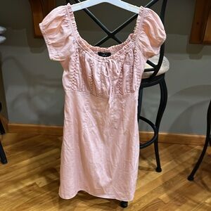 Lulu's Blush Pink Puff Sleeve Mini Dress